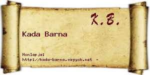 Kada Barna névjegykártya